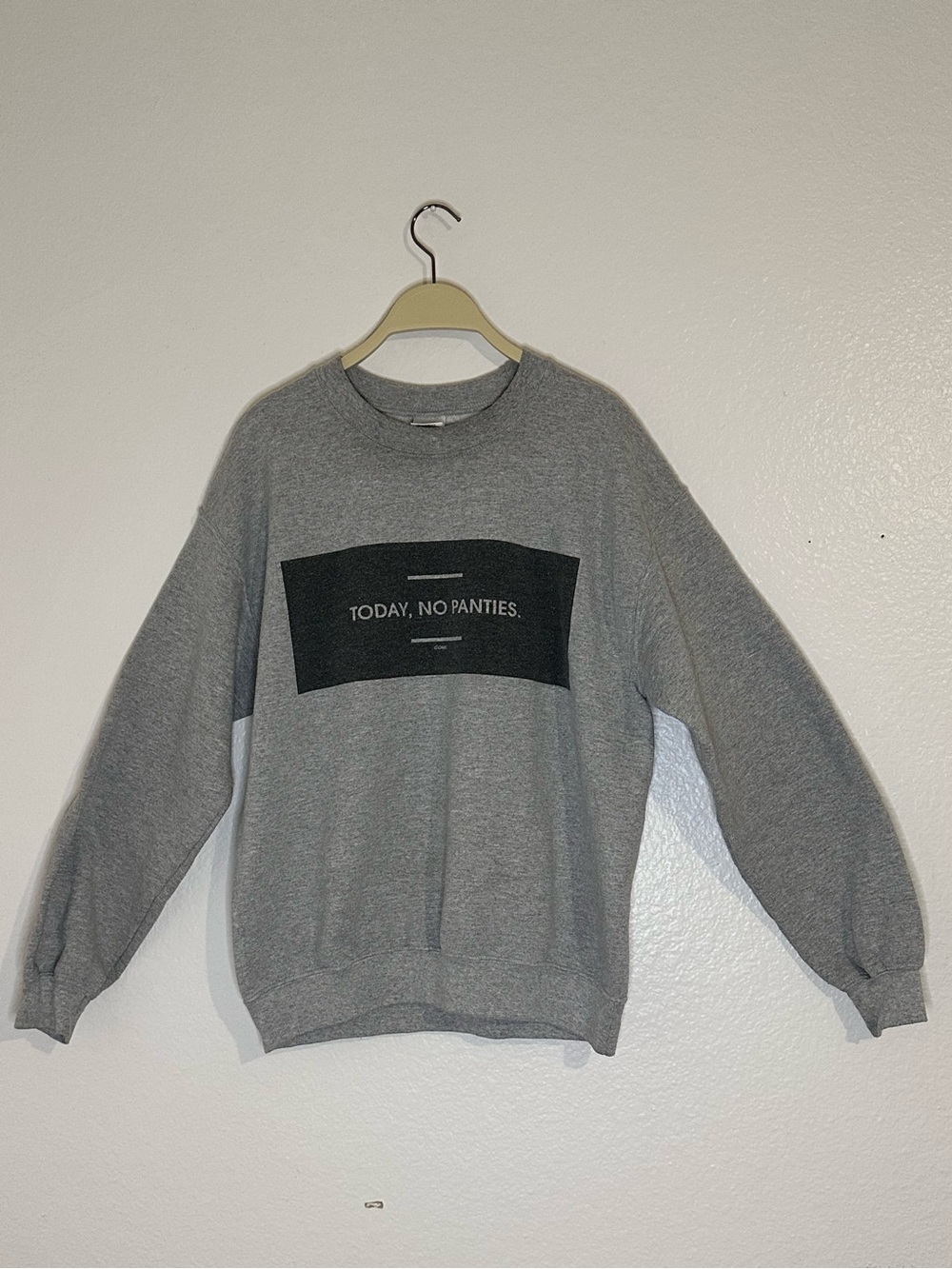 Y2K Gray Graphic Crewneck Sweater - "Today, No Panties"